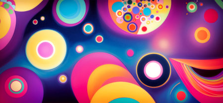 Abstract artwork of vibrantly-colored shapes . Created with Generative AI.の素材