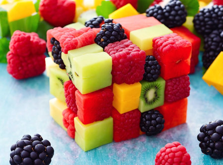 Fruit salad with kiwi, raspberries and blackberriesの素材