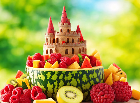 Fruit salad with watermelon, kiwi, melon and watermelonの素材