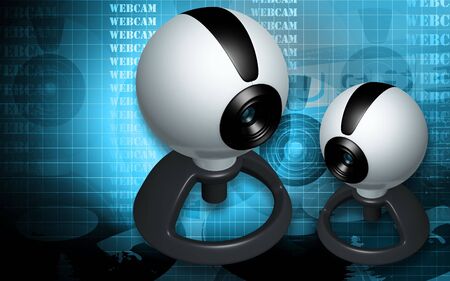 Digital illustration of web camera in digital colour background