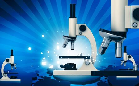 Digital illustration of microscope in color background