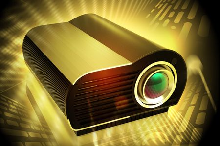 Digital illustration of Multimedia Projector in digital color backgroundの写真素材