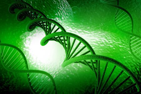 Digital illustration of DNA in colour backgroundの写真素材