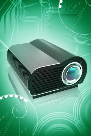 Digital illustration of Multimedia Projector in color background	の写真素材
