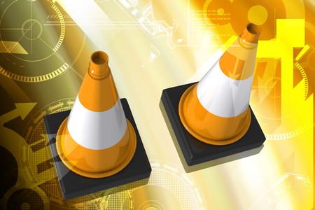 3d rendering of road cone in white backgroundの写真素材