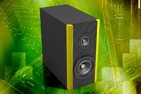 Digital illustration of  speaker in color background	の写真素材