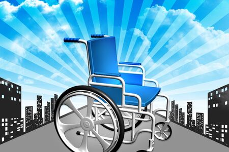 Digital illustration of Wheelchair in color background	の写真素材