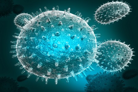 3d highly rendering medical virus in color background の写真素材