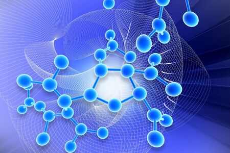 High quality  rendering of molecules in digital color background	の写真素材