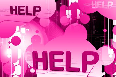 High quality rendering of help in color backgroundの写真素材