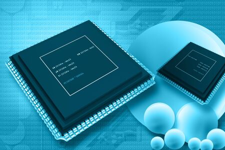 3d rendering of semiconductor in digital color background