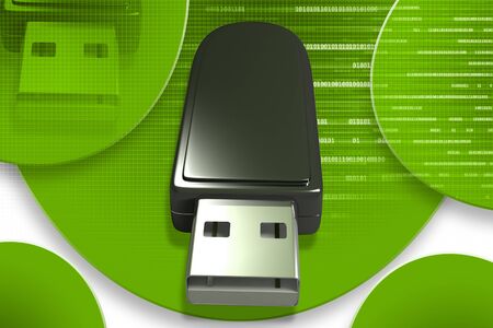Digital illustration of USB flash drive in color background