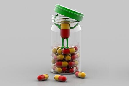 Pills and bottle,3d rendered illustrationの写真素材
