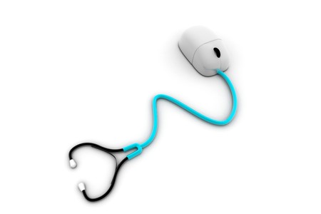 Conceptual stethoscope with a computer mouse 	の写真素材