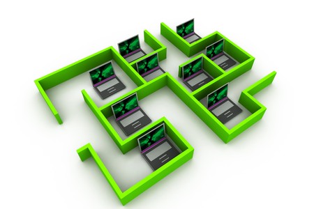 Computer network in lab	の写真素材