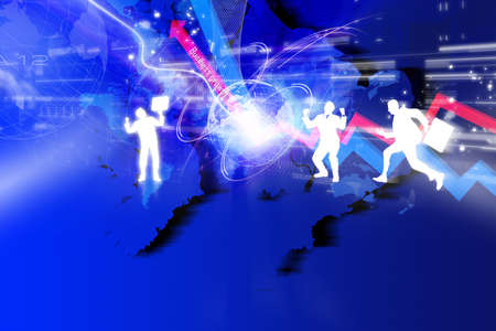 3d multiuse arrow and business team in abstract backgroundBusiness growth graph- success -financial, benefits wit business people 	の写真素材