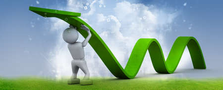 Man climb green growth arrow