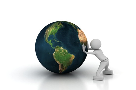 Man pull the world	の写真素材