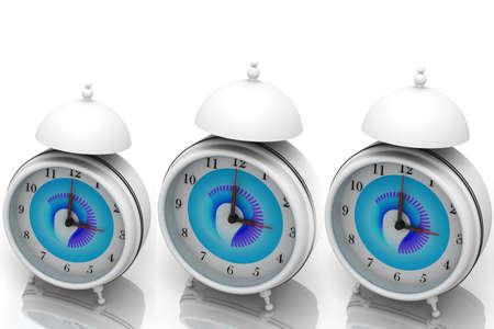 3d rendering of alarm clock in digital isolated background	の写真素材