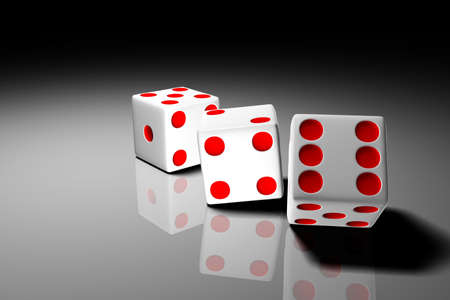 Digital illustration of dotted dice in isolated  background 	