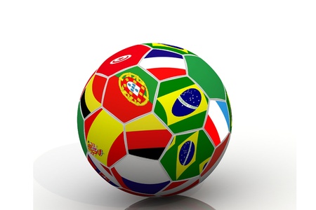 3d rendering Football with flags  in isolated backgroundの写真素材