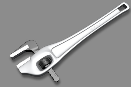 3d rendering of pipe wrench in isolated  background	の写真素材