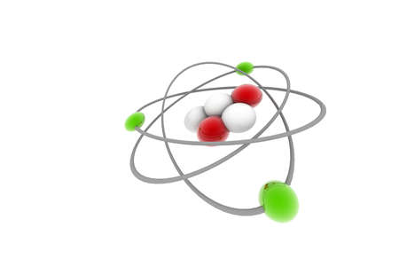3d rendering of atom in isolated background	の写真素材