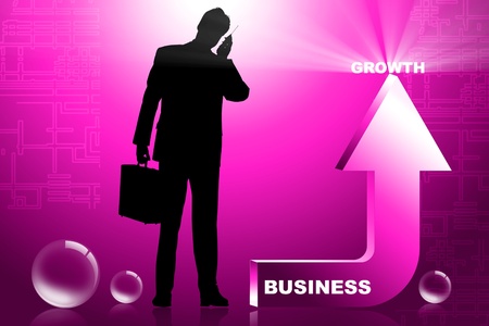Business man and arrow shows business growthの写真素材