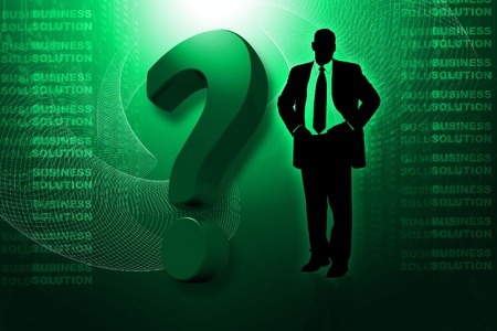 Digital illustration business man with question 	の写真素材