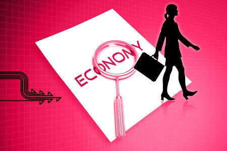 Digital illustration of  economy letter and lance in color background	の写真素材