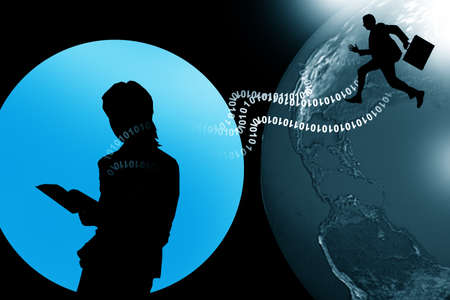 Digital illustration of woman seeking for job	の写真素材