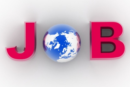 Digital illustration of globe and job in isolated backgroundの写真素材