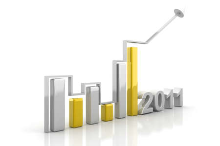 3d rendering of business success graph shows 2011 earning  percentage 	の写真素材