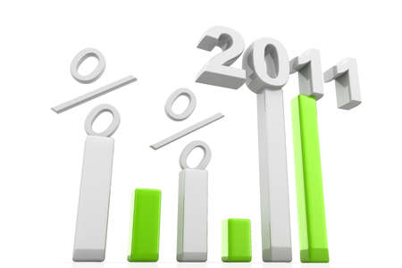 3d rendering of business success graph shows 2011 earning  percentage 	