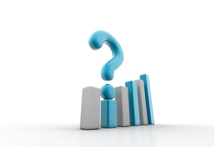 3d rendering of graph with question mark in isolated background の写真素材