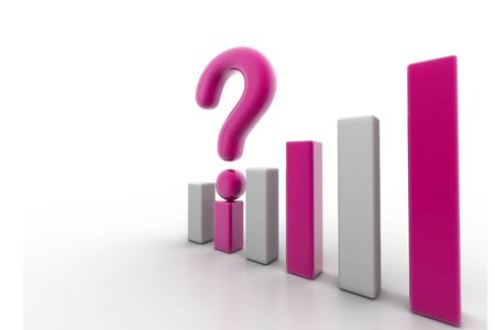 3d rendering of graph with question mark in isolated background 	の写真素材