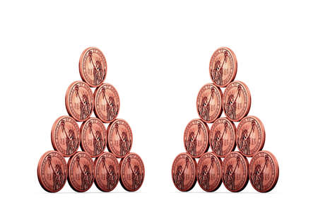 Digital illustration of red dollar coin in isolated background の写真素材