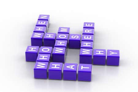 3d rendering of All question words in white background