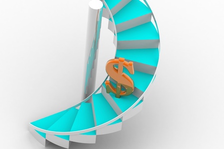 3d rendering of steps and dollar sign	の写真素材