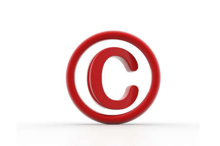 3d rendering of copyright symbol in white background	の写真素材