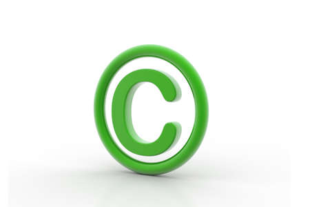 3d rendering of copyright symbol in white background	の写真素材