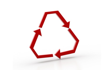 3d rendering of recycle symbol in white backgroundの写真素材