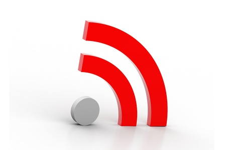 3d rendering of RSS symbol in white background	の写真素材