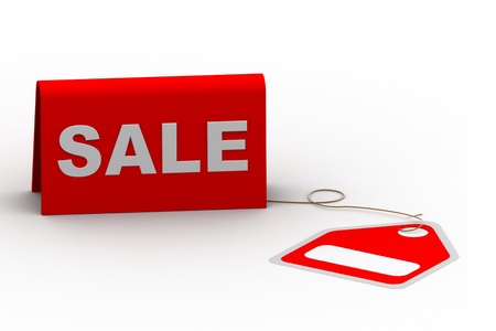 Highly rendering of sale tag in white background	の写真素材