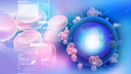 Human egg cell in abstract design	