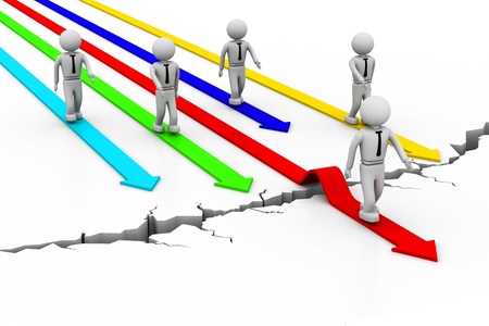 Overcoming crisis with business peopleの写真素材