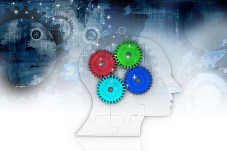 gears instead of brain in the human head