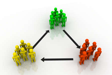 3D rendered Illustration of people network in spectrum colors symbolizing variety of input	