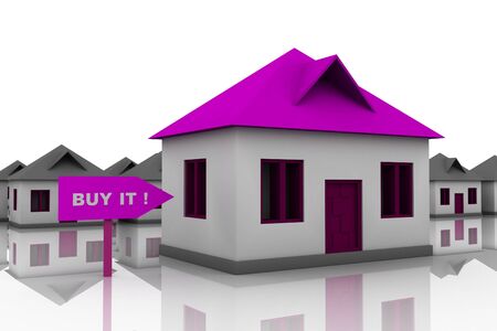 abstract 3d illustration of best house choice	の写真素材