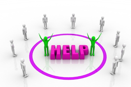 3d character, raising help text	の写真素材